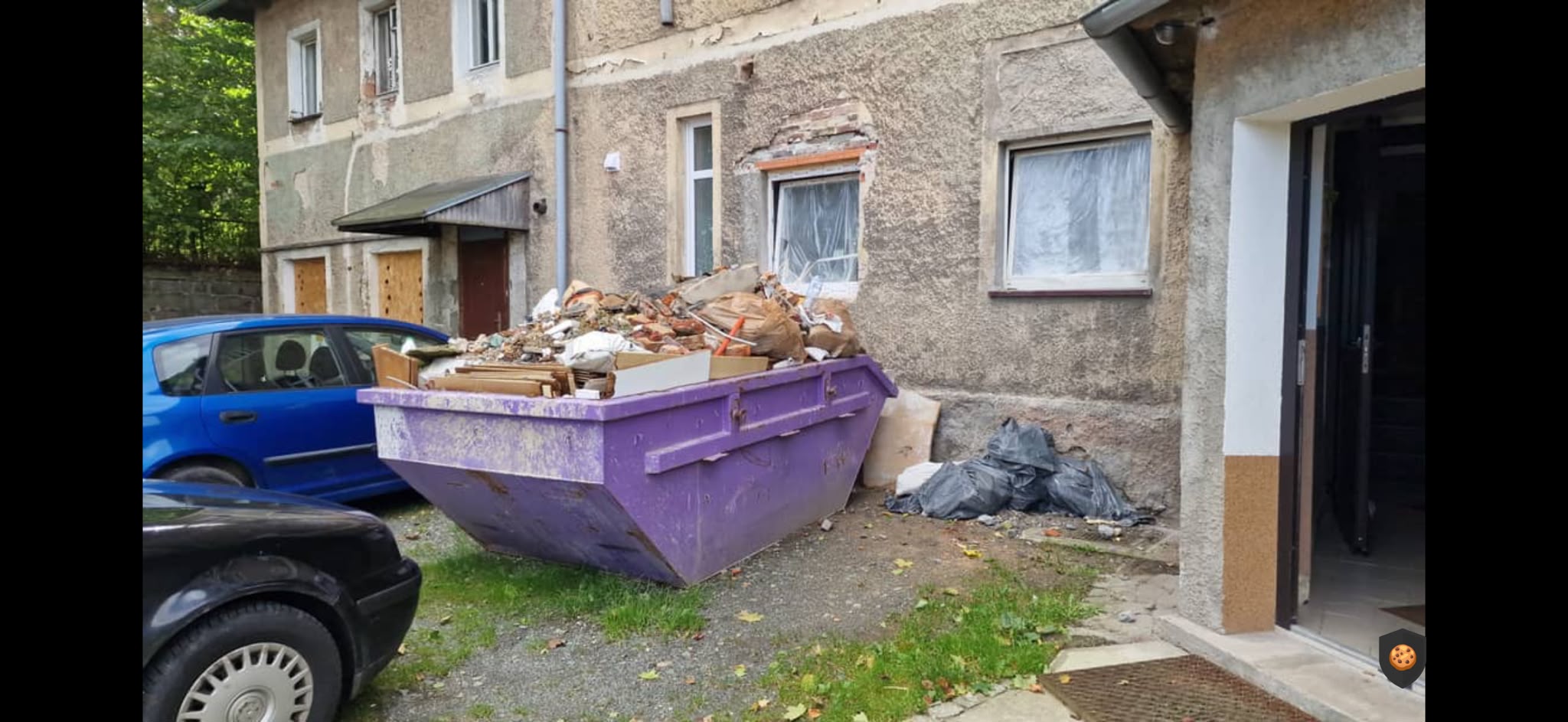 Kontener na odpady po remoncie